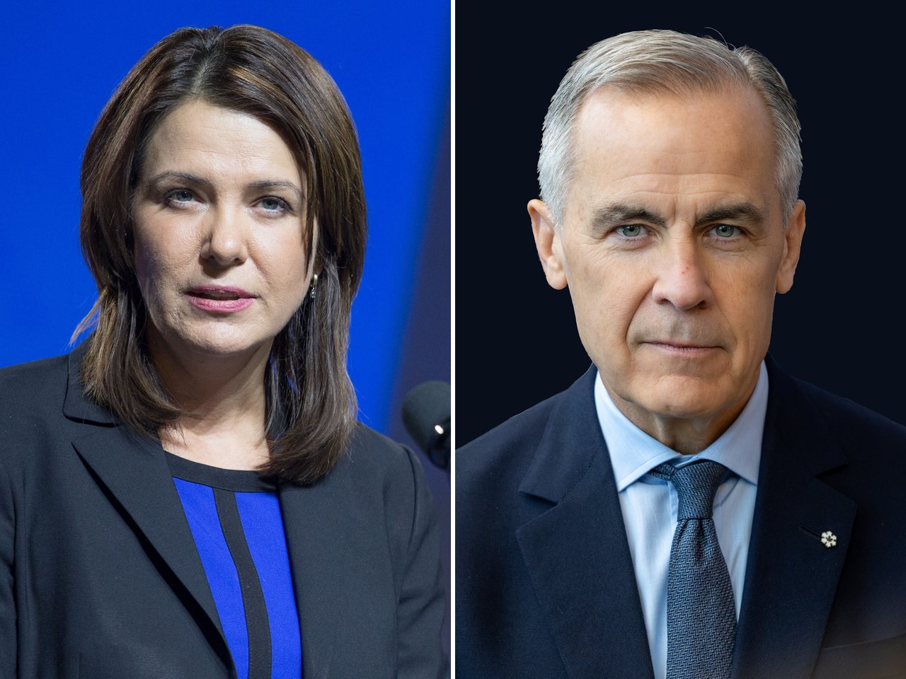 Alberta Premier Danielle Smith and Canadian Prime Minister Mark Carney (file photos)