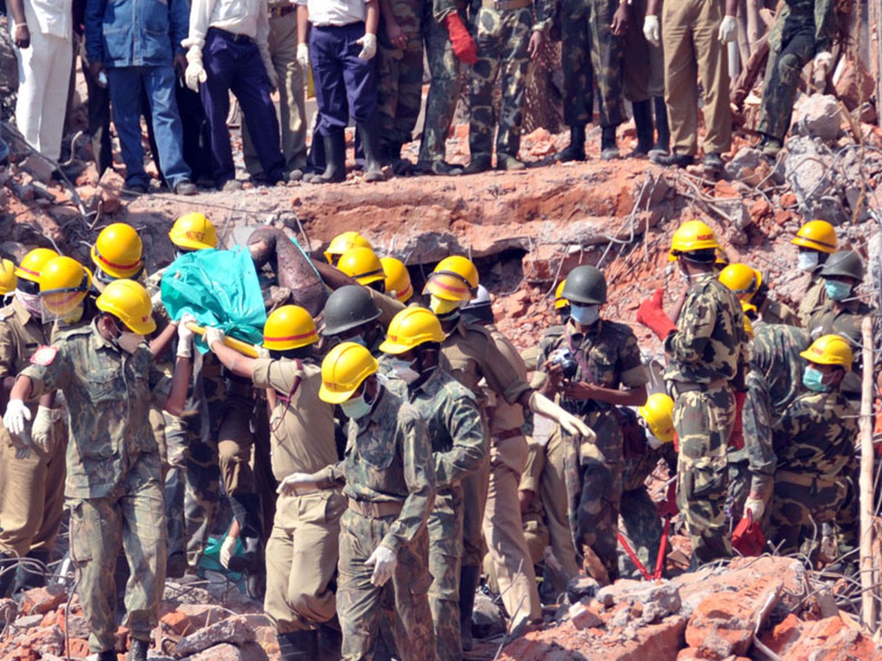 Disaster response personnel at a rescue site in India (file photo)
