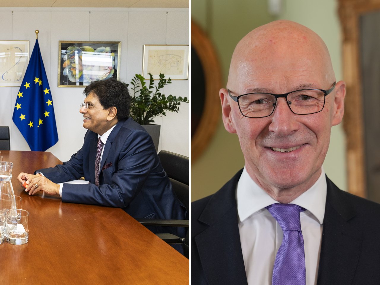 Commerce and Industry Minister Piyush Goyal and Scottish First Minister John Swinney (file photo)