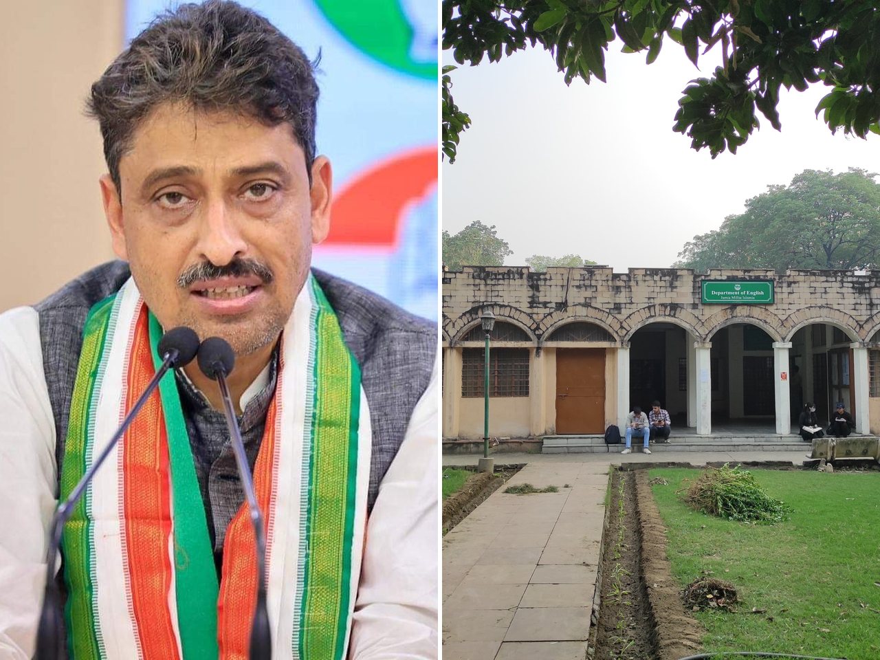 Congress MP Imran Masood and Jamia Millia Islamia, New Delhi (file photos)