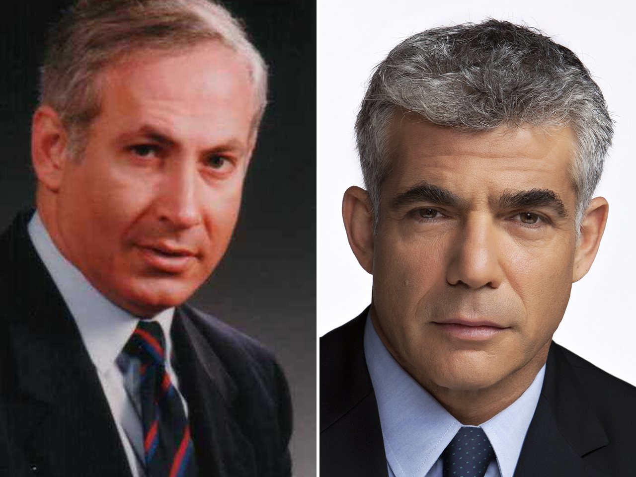 Israeli Prime Minister Benjamin Netanyahu and opposition leader Yair Lapid (file photos)