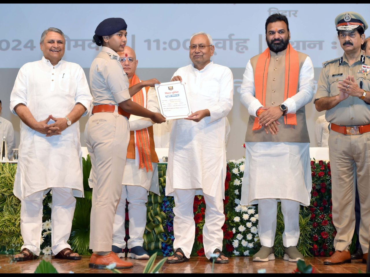 Samrat Choudhary with Nitish Kumar at an event in Bihar (file photo)