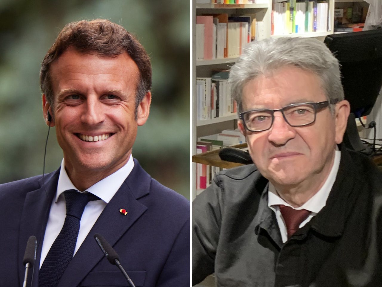 French President Emmanuel Macron and La France insoumise founder Jean-Luc Mélenchon (file photos)
