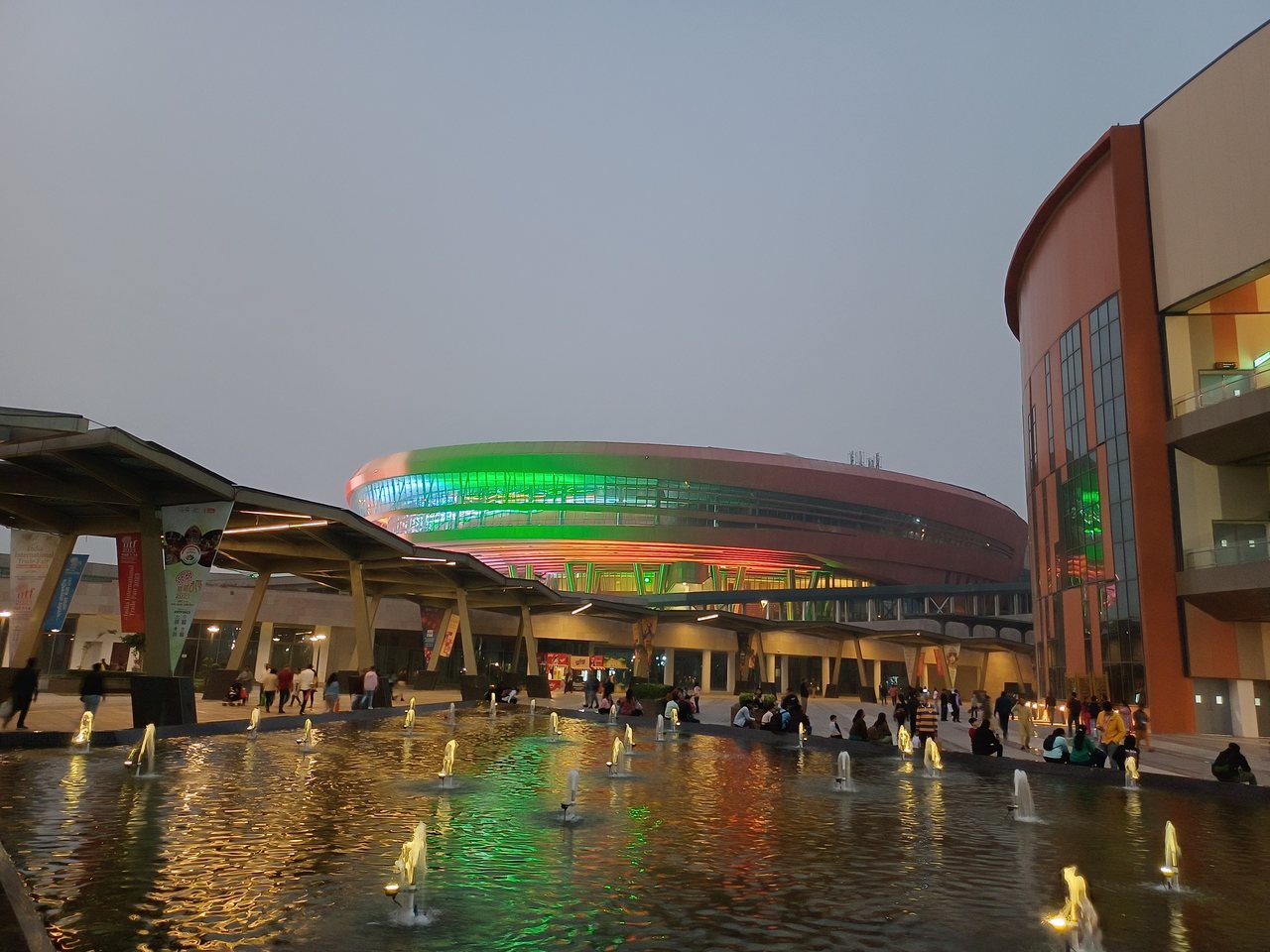 Bharat Mandapam in New Delhi, lit up at dusk (file photo)