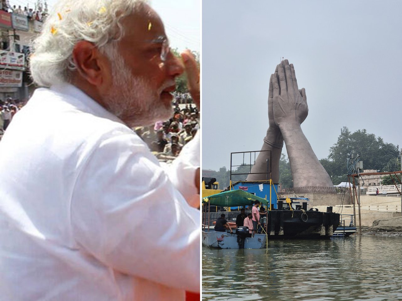 Prime Minister Narendra Modi in Varanasi, and Namo Ghat on the Ganga (file photos)