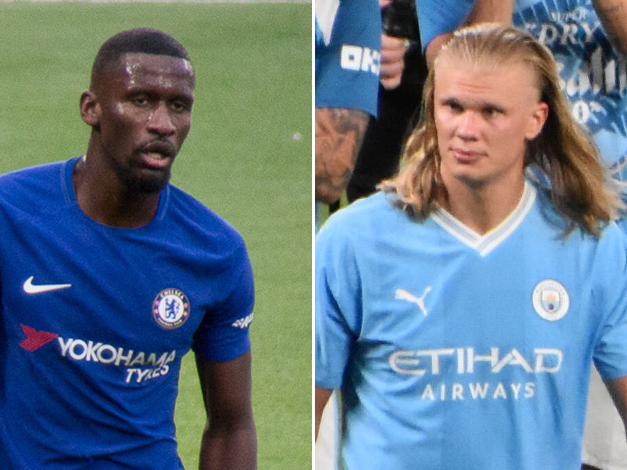 Real Madrid defender Antonio Rüdiger and Manchester City striker Erling Haaland (file photos)