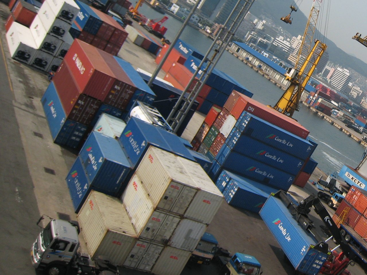 Container docks at Busan port, South Korea (file photo)