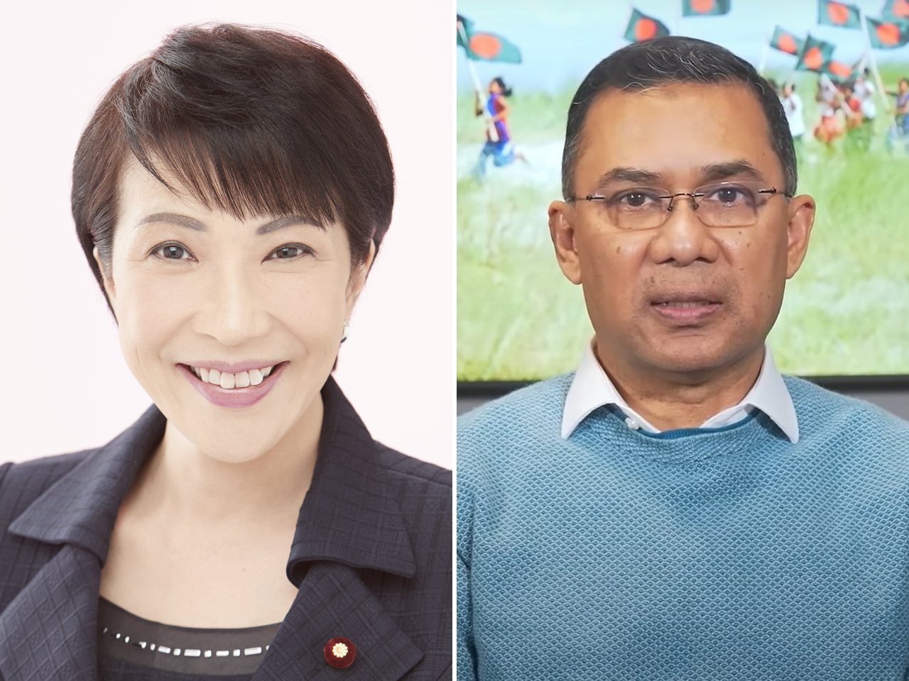 Bangladesh Prime Minister Tarique Rahman and Japanese Prime Minister Sanae Takaichi (file photos)