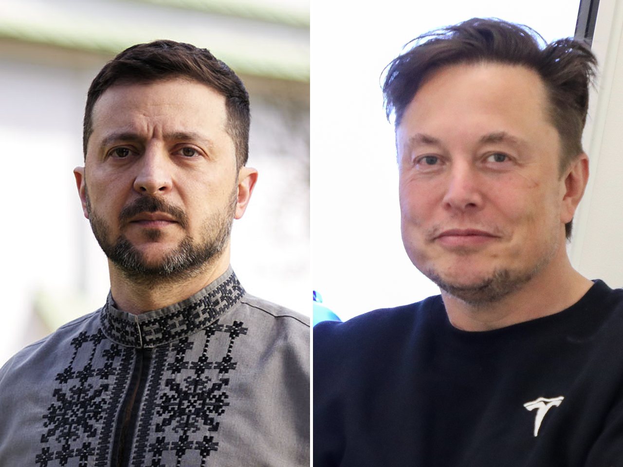 Ukrainian President Volodymyr Zelenskyy and SpaceX chief Elon Musk (file photos)