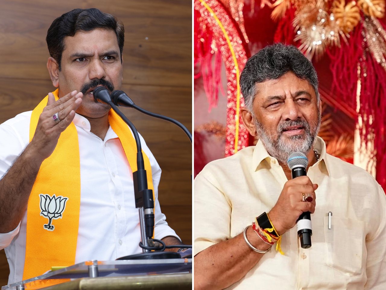 Karnataka BJP president B Y Vijayendra and Chief Minister D K Shivakumar (file photos)
