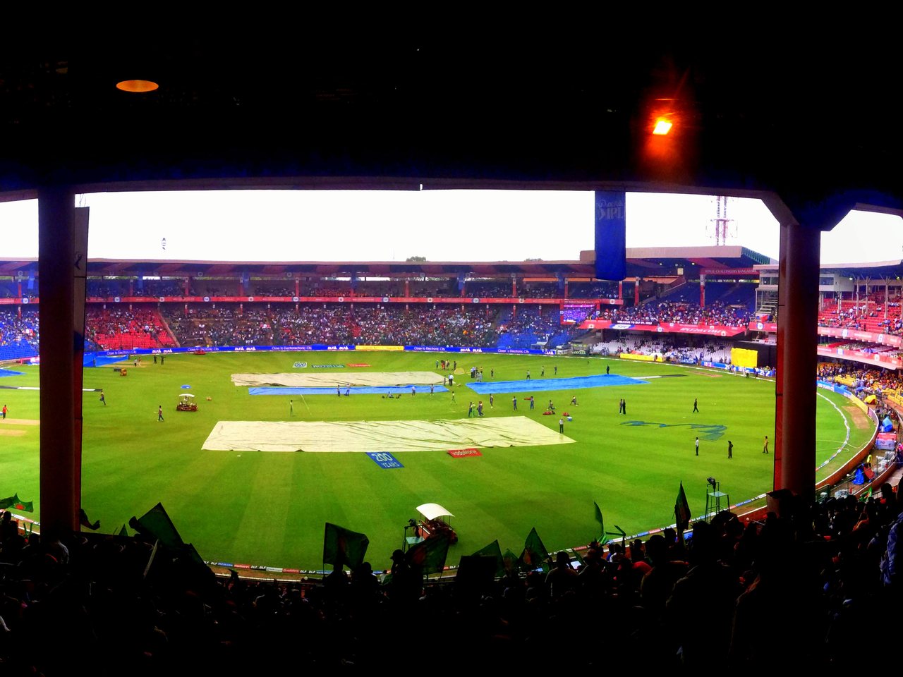 The M Chinnaswamy Stadium, Bengaluru, at night