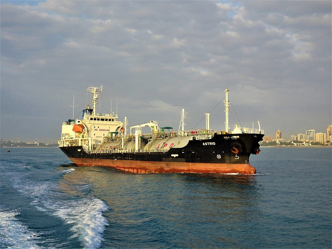 A crude oil supertanker at sea