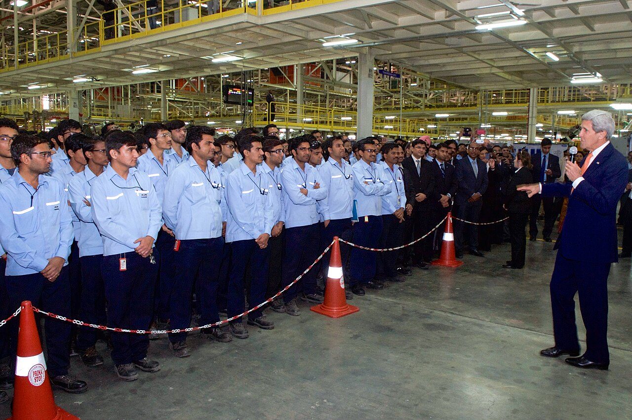 Workers at an industrial site in India